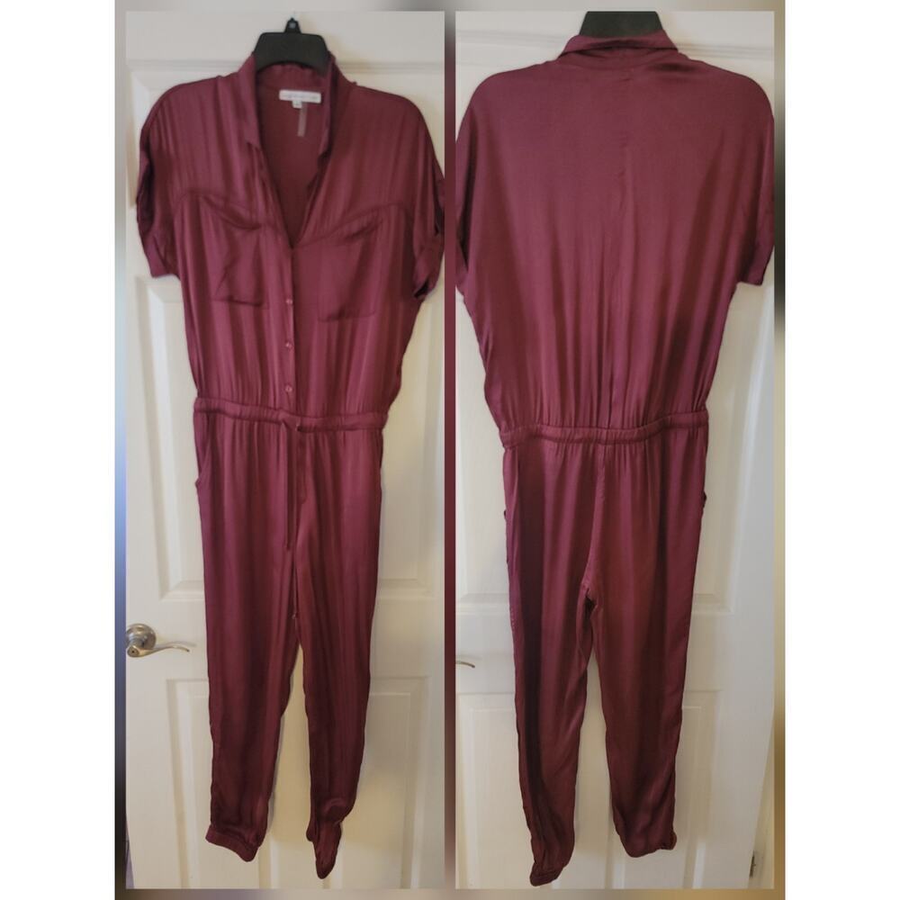 Young Fabulous Broke Satin Jumpsuit Womens Sz M Short Sleeves Jogger Playsuit